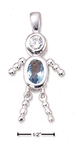 Sterling Silver Bead Boy Charm With CZ