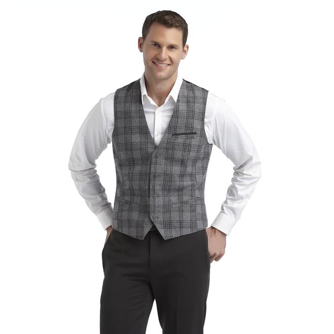 Structure Men's 4Button WoolBlend Vest Plaid