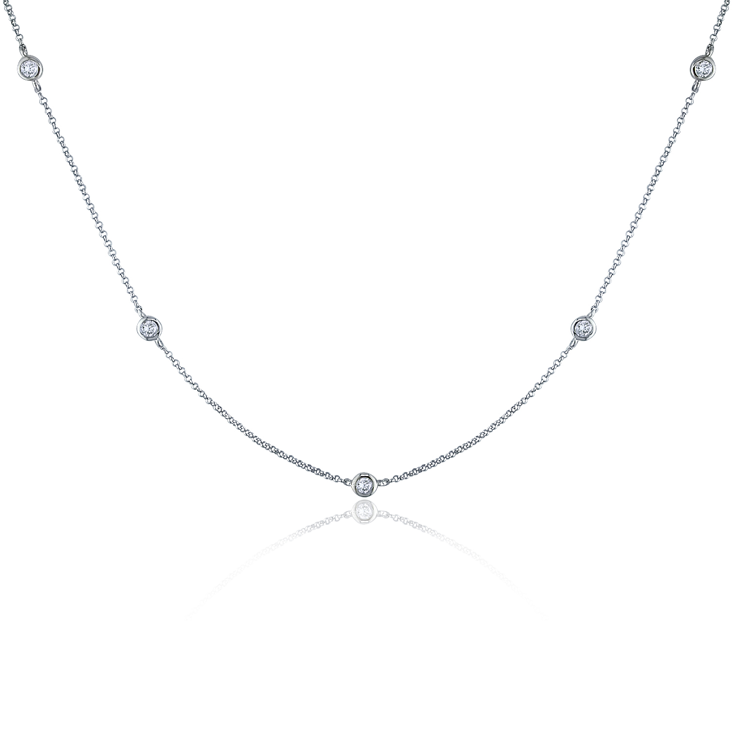 1/2 CT  Diamond 17in Necklace With Chain 14k White Gold GH I1;I2