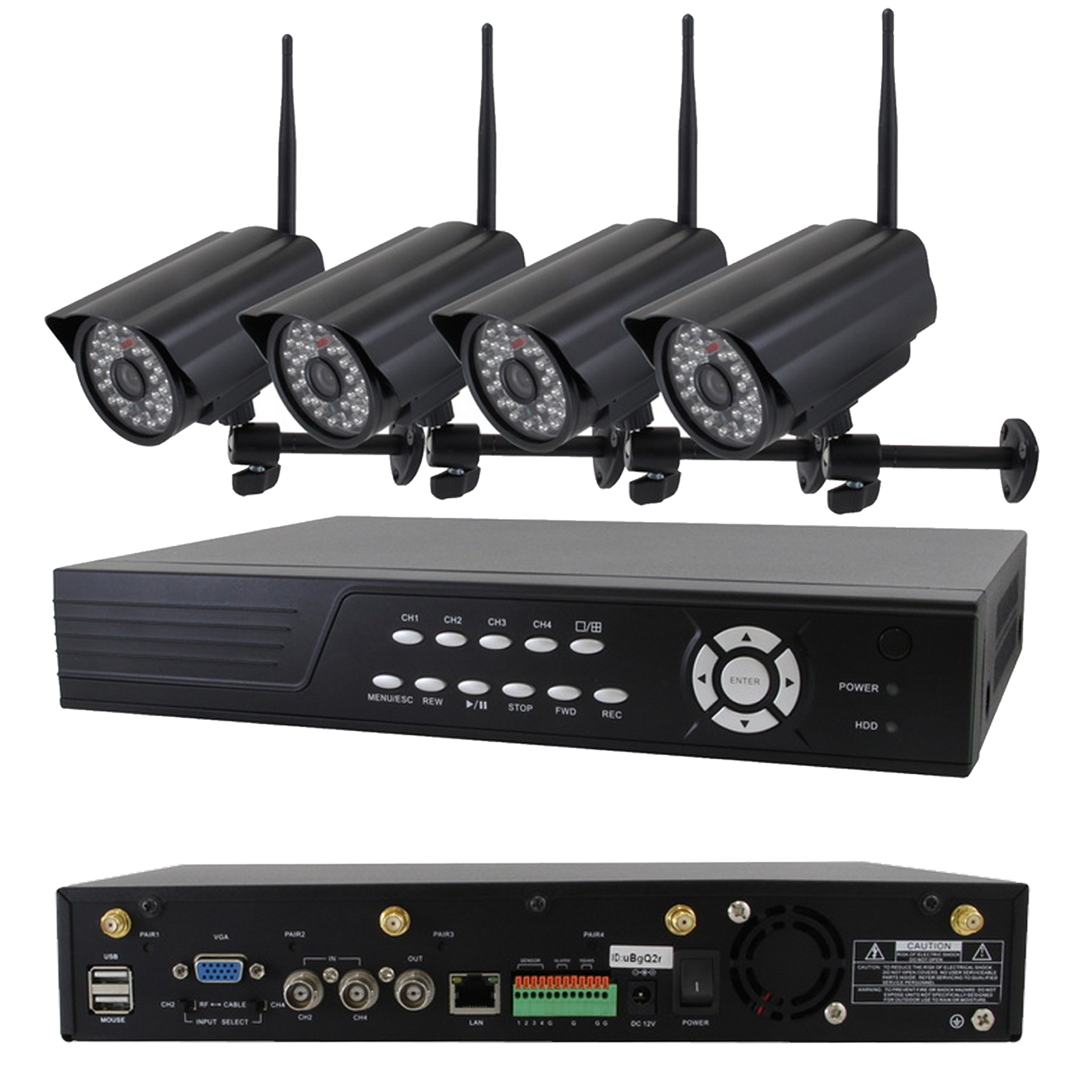 Avemia 2.4GHz Digital Wireless Multi-Channels DVR & Cameras Kit