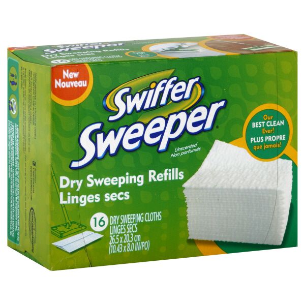 Swiffer Sweeper Dry Sweeping Cloths, Refills, Unscented, 16 cloths