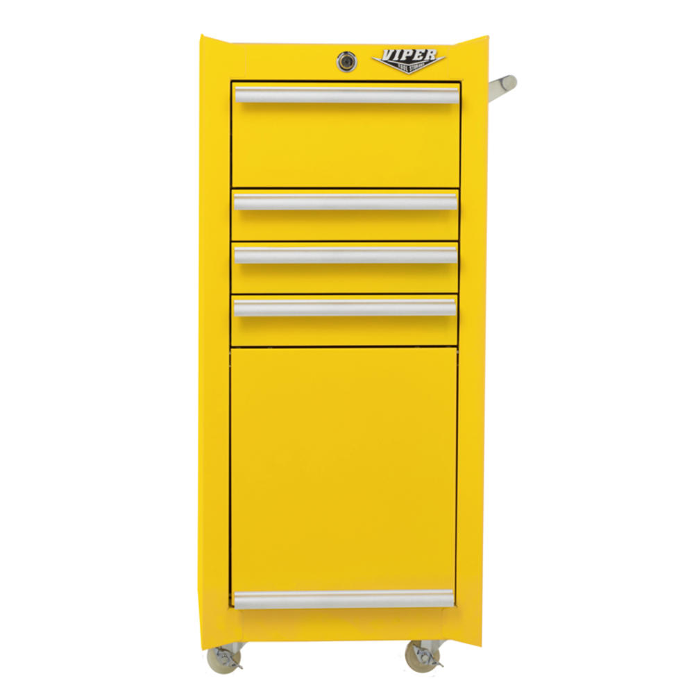 Viper Tool Storage 16-inch 4 Drawer Tool Cart with Oversized Compartment, Yellow