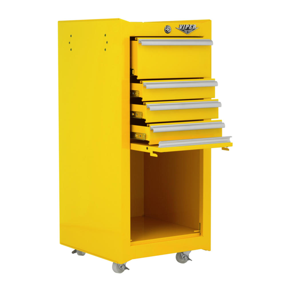 Viper Tool Storage 16-inch 4 Drawer Tool Cart with Oversized Compartment, Yellow