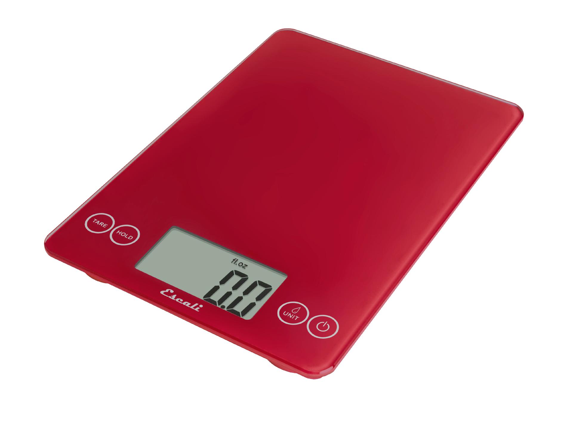 Escali Arti Glass Digital Scale, 15 Lb / 7 Kg, Retro Red