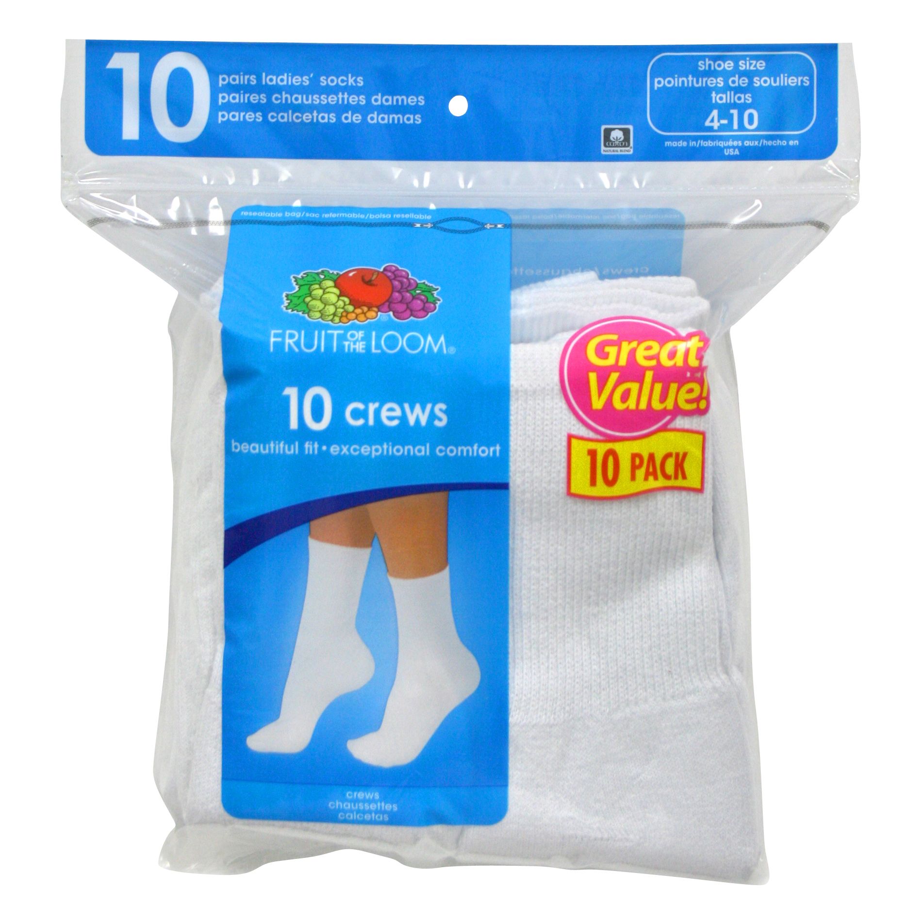 Fruit of the Loom&nbsp; Women's Crew Socks - 10pk