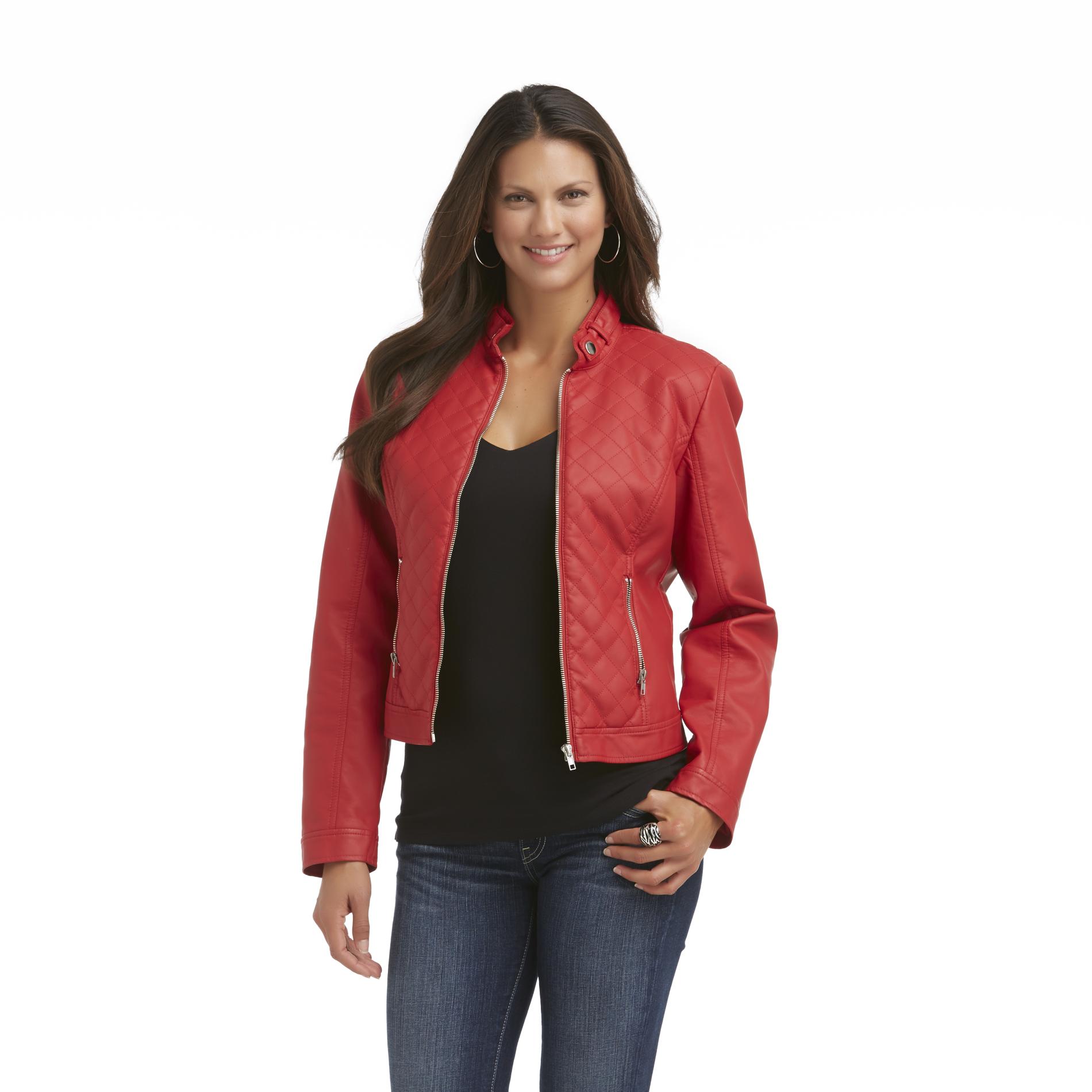 UPC 630304636379 Route 66 Women's Quilted Faux Leather Bomber Jacket