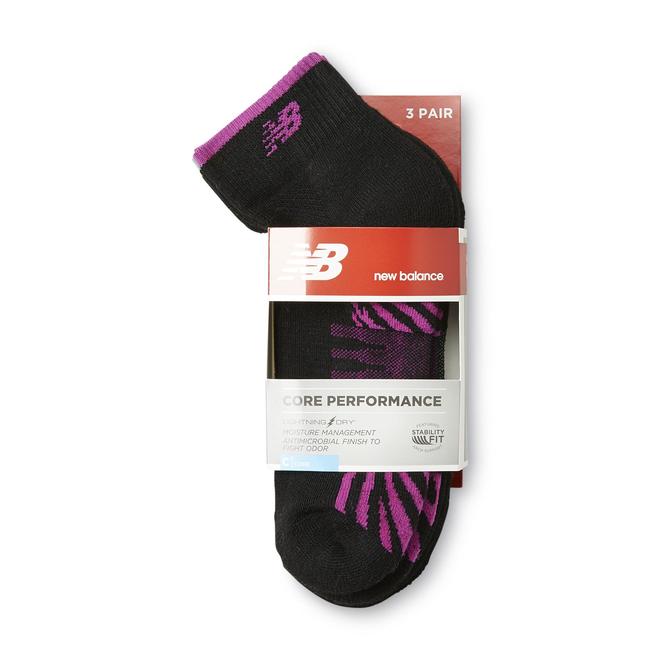 New Balance Women's 3Pairs Core Performance QuarterCrew Socks