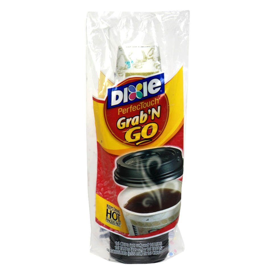 Dixie PerfecTouch Grab 'N Go Hot/Cold Cups, 12 oz, 16 cups and lids at mygofer.com