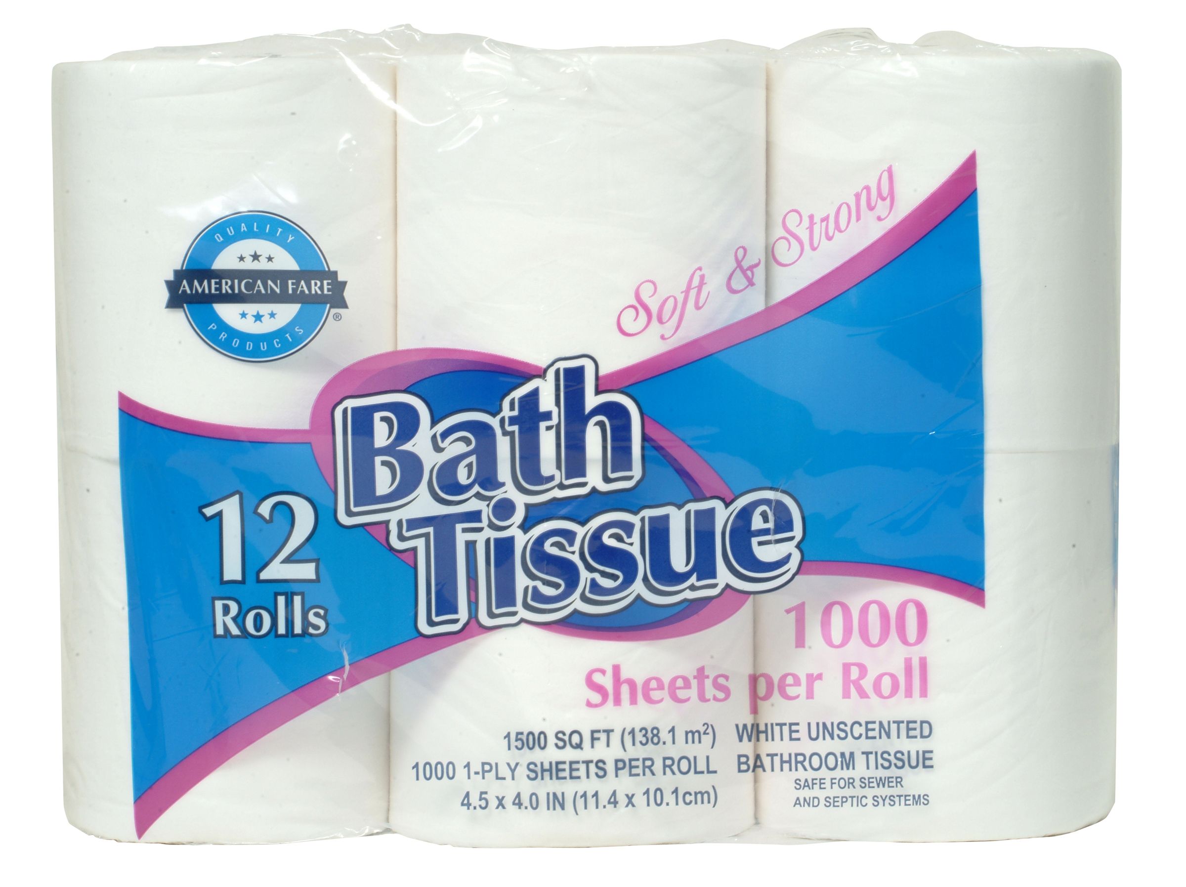 American Fare Toilet Tissue 1-ply 12 pack at mygofer.com