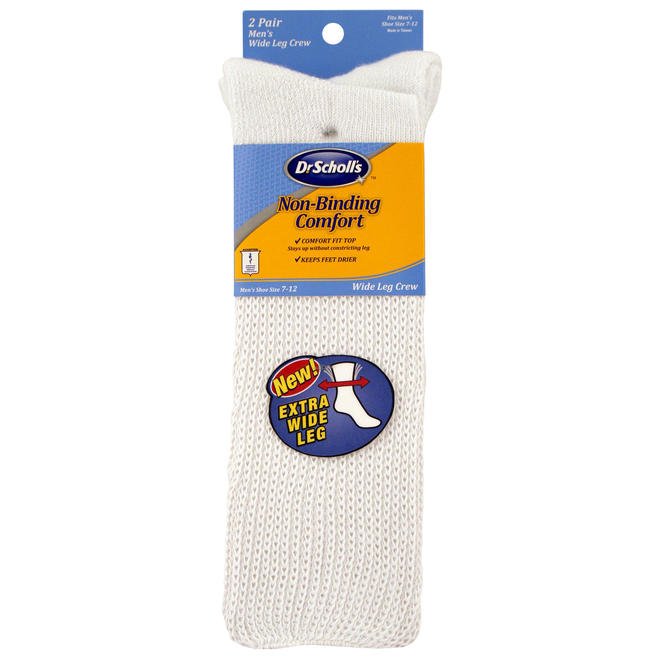 Dr. Scholl's Men's 2Pairs NonBinding Comfort Wide Leg Crew Socks