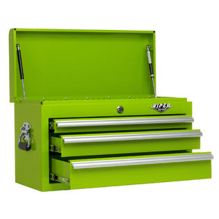 Viper Tool Storage 26inch 3 Drawer 18G Steel Top Chest Lime Tools