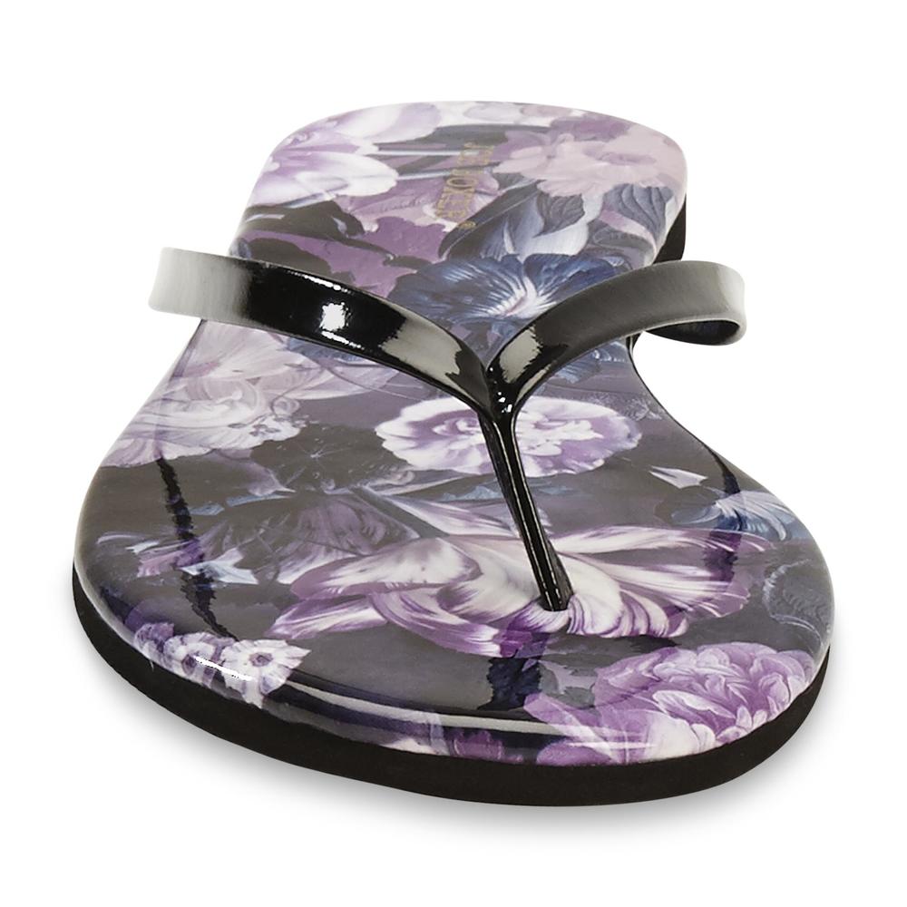 Women's Zelia Black/Purple/Floral Flip-Flop Sandal