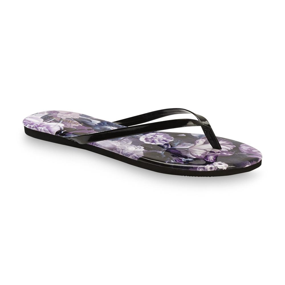 Women's Zelia Black/Purple/Floral Flip-Flop Sandal