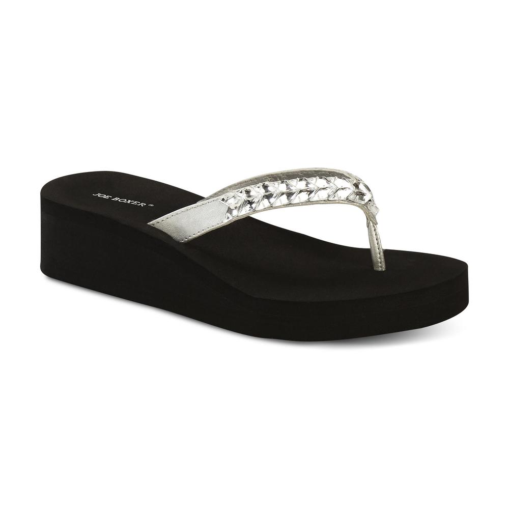Women's Maple Black & Silver Embellished Slide Sandal
