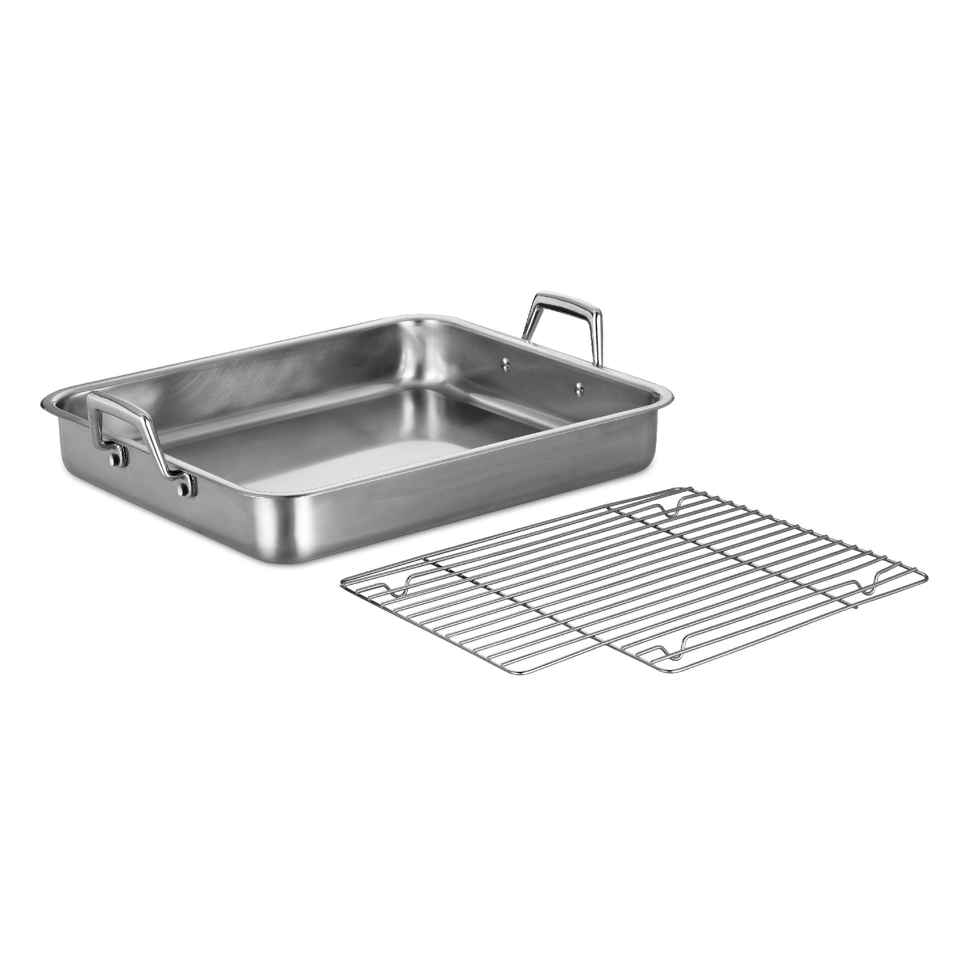 Gourmet Prima 18/10 Stainless Steel 16.5 in Roasting Pan - Includes Basting Grill