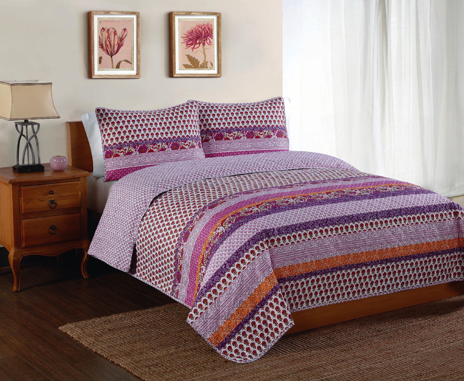 Spice Scroll Bands Quilt Set with Pillow Sham(s)