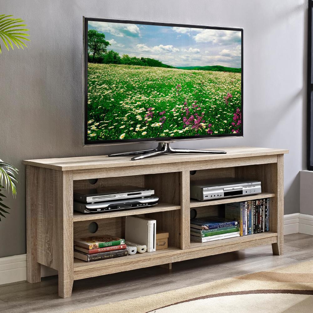 58" Natural Wood TV Stand