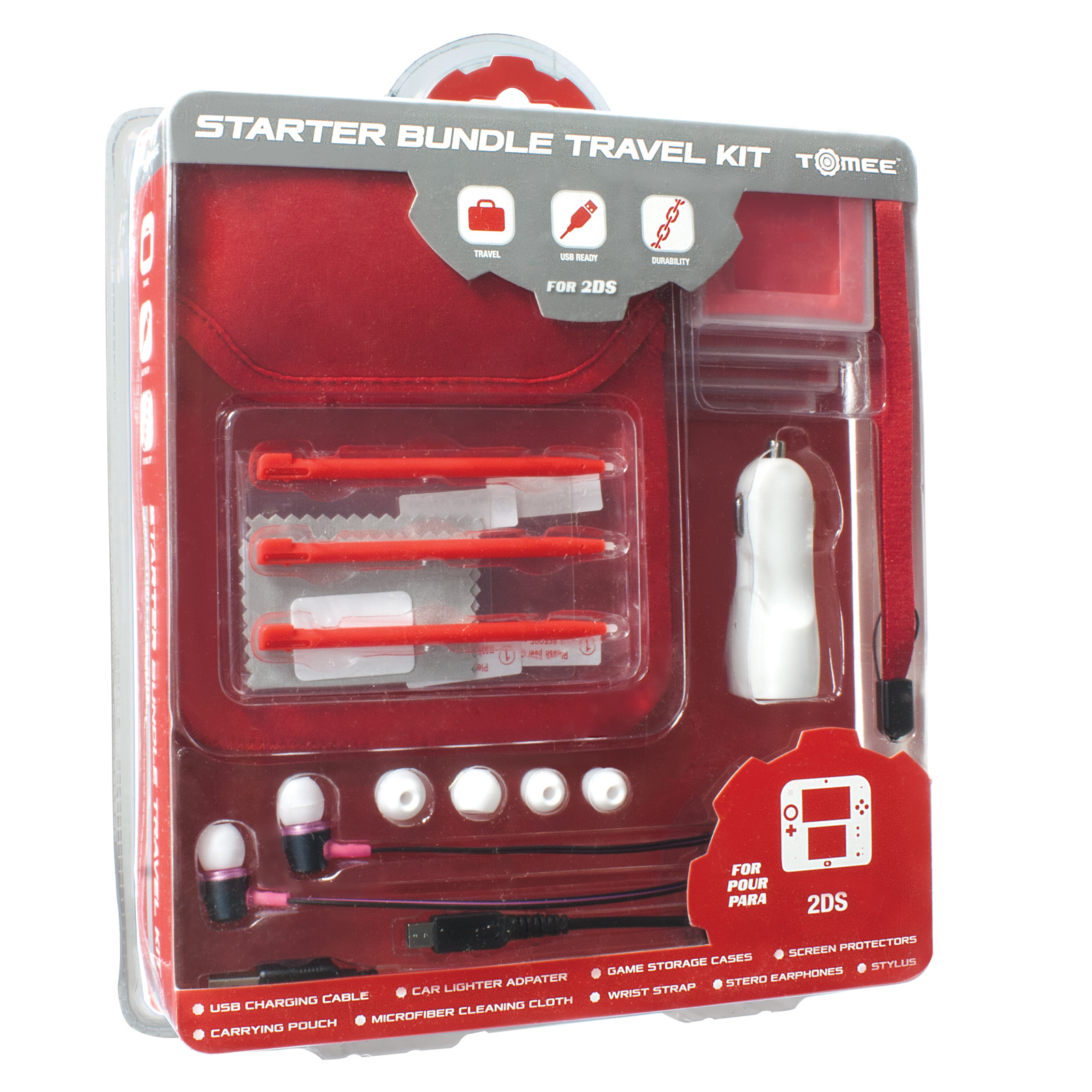 M07030-RD 2DS Starter Bundle Travel Kit  Red
