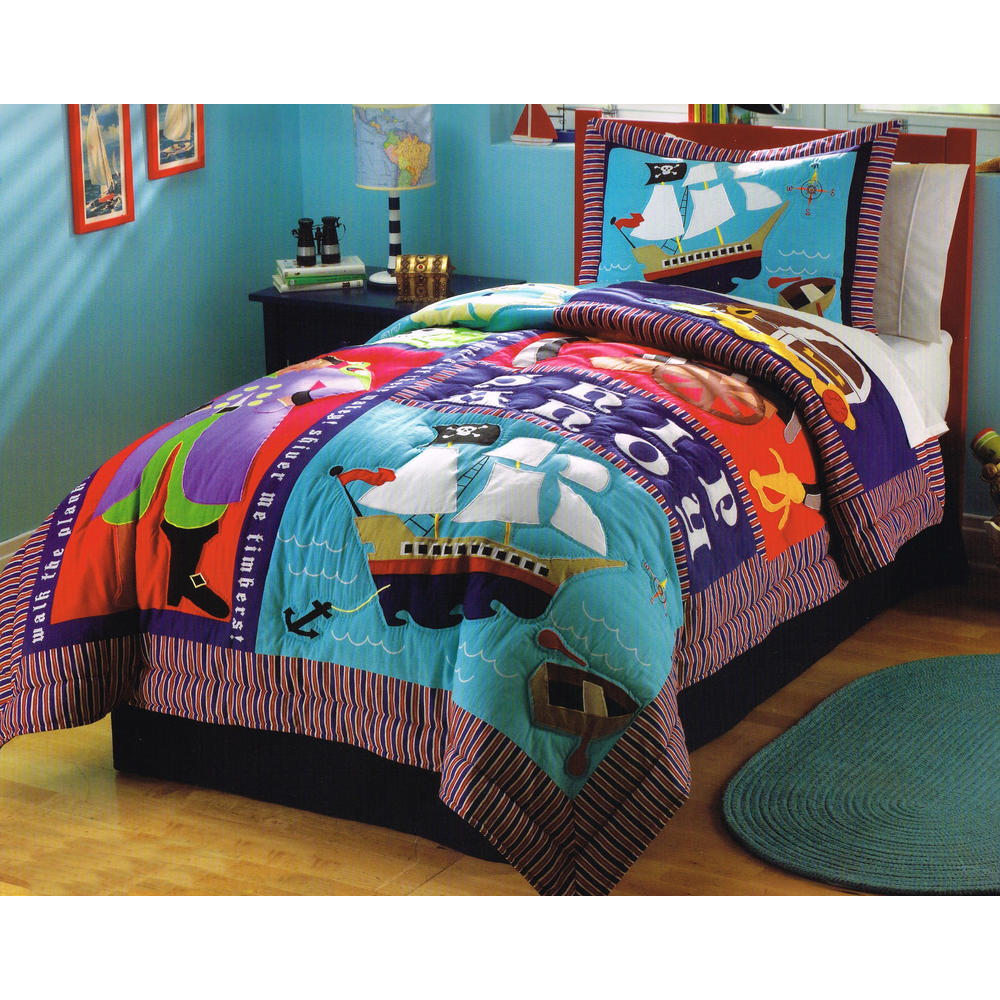 Pirate Treasure Full / Queen Quilt with 2 Shams