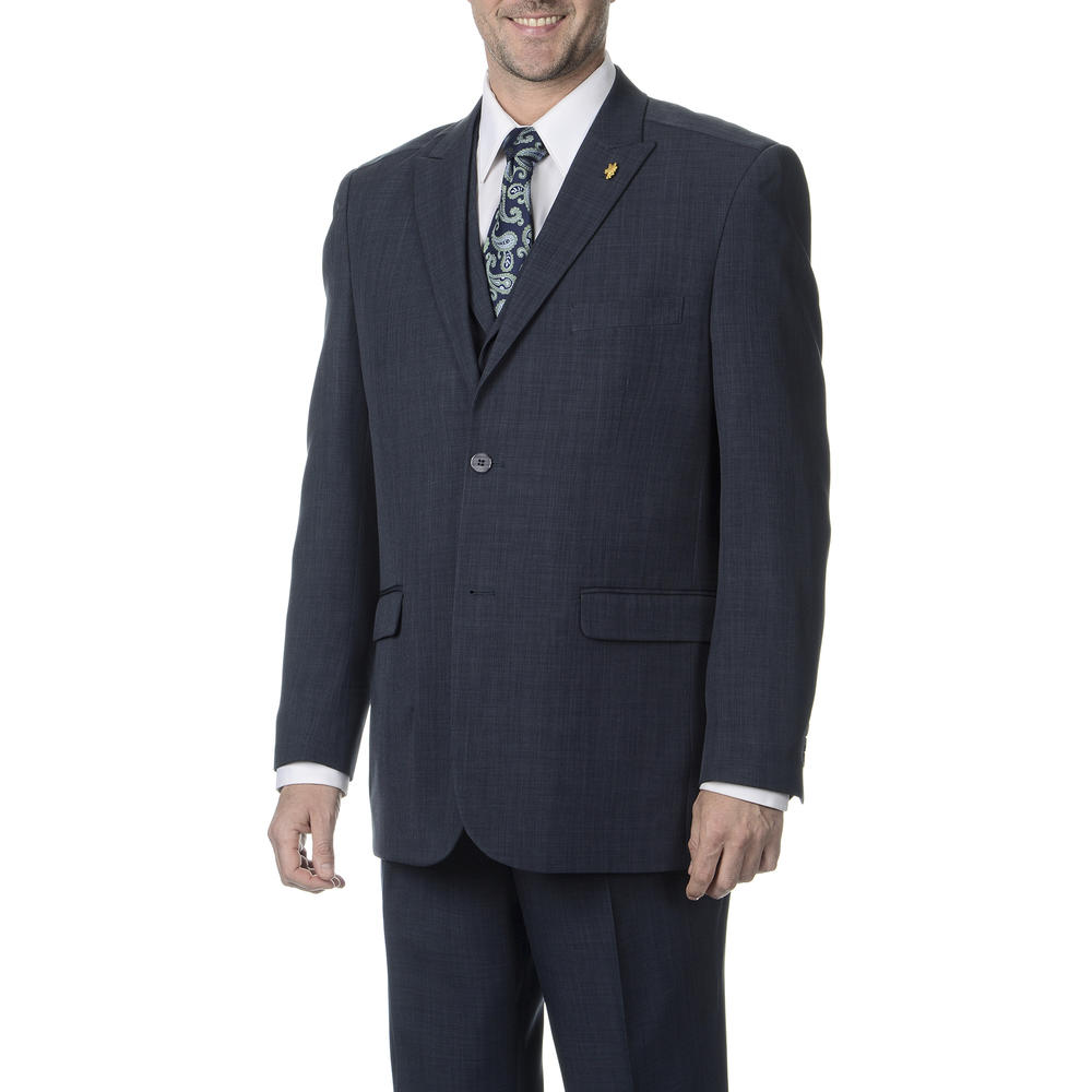 Men's Navy Cap Vested 3 Piece Suit