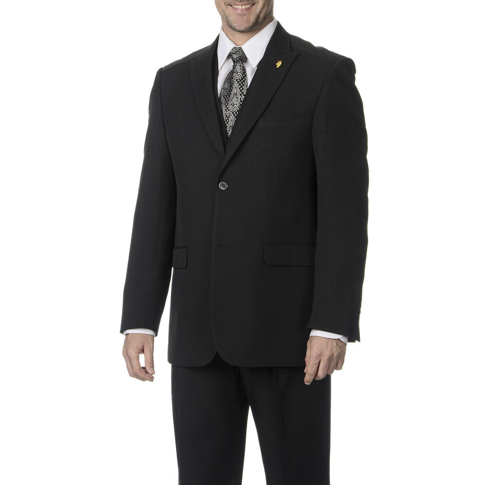 Men's Black Cap Vested 3 Piece Suit