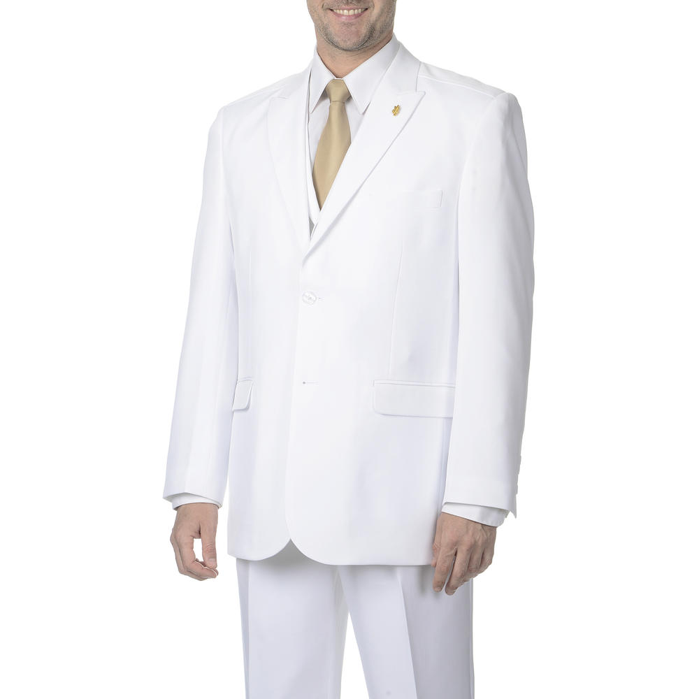 Men's White Cap Vested 3 Piece Suit