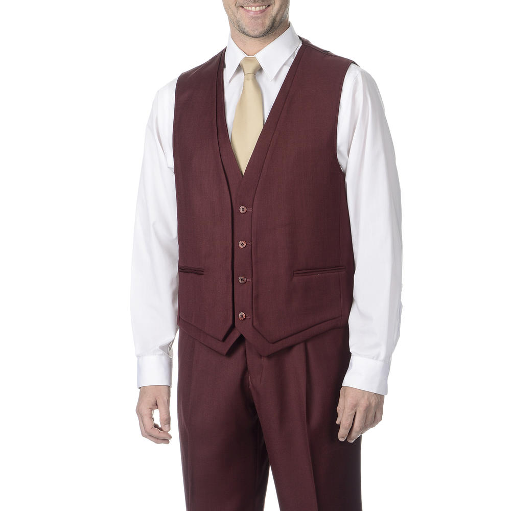 Men's Burgundy Burtt LVested 3 Piece Suit