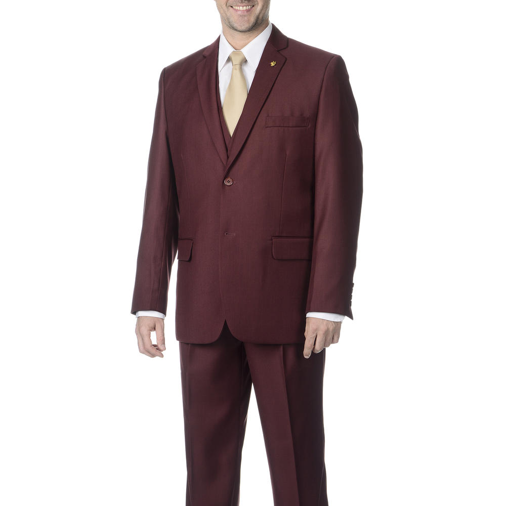 Men's Burgundy Burtt LVested 3 Piece Suit