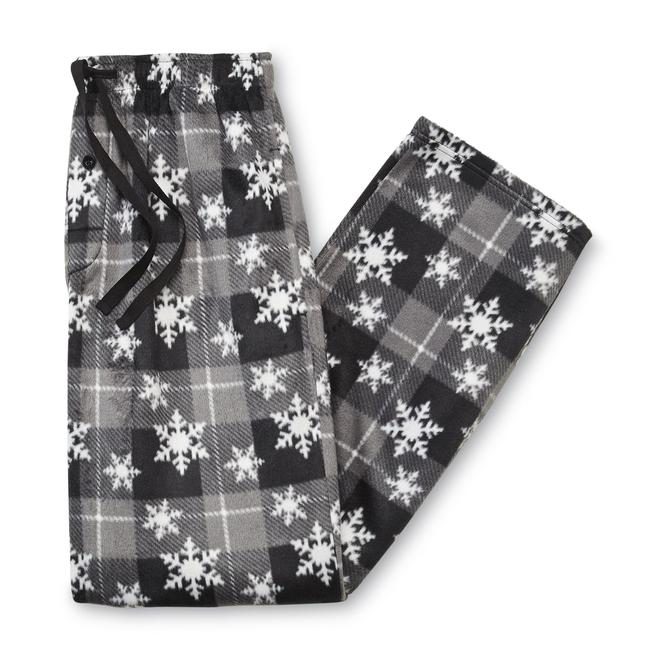 Joe Boxer Men's Fleece Pajama Pants Plaid Snowflakes