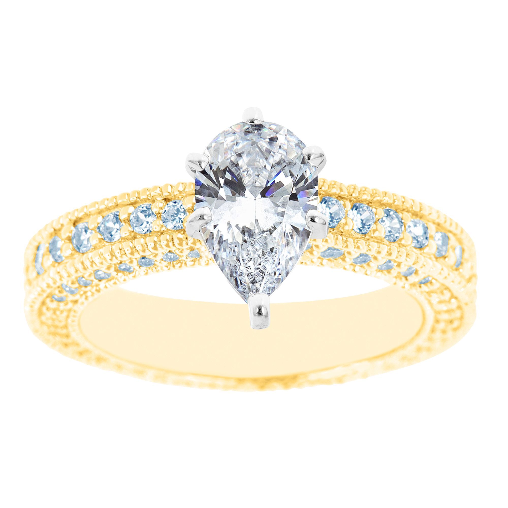New York City Diamond District 14K Two Tone Pear Shaped Certified Diamond Engagement Ring, Women's, Size: 8.5, White New York City Diamond District 14K Two Tone Pear Shaped Certified Diamond Engagement Ring, Women's, Size: 8.5, White