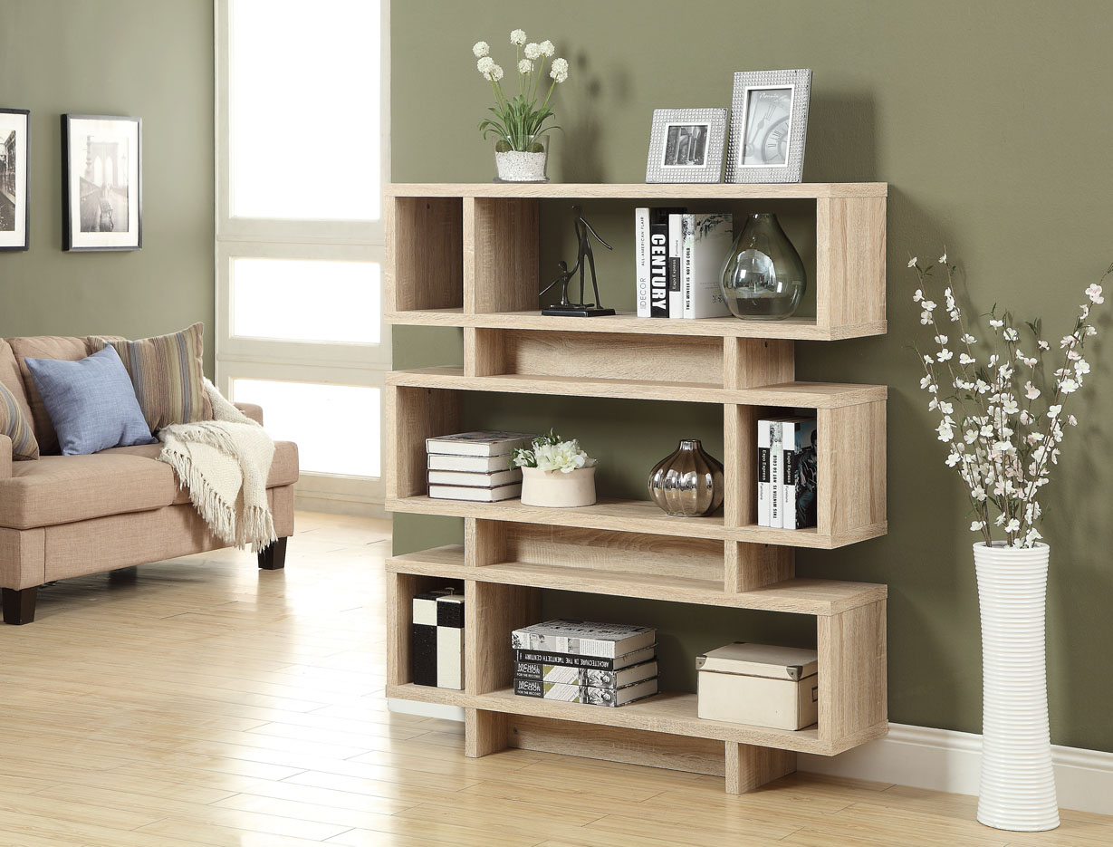 Monarch Specialties BOOKCASE - 55"H / NATURAL MODERN STYLE