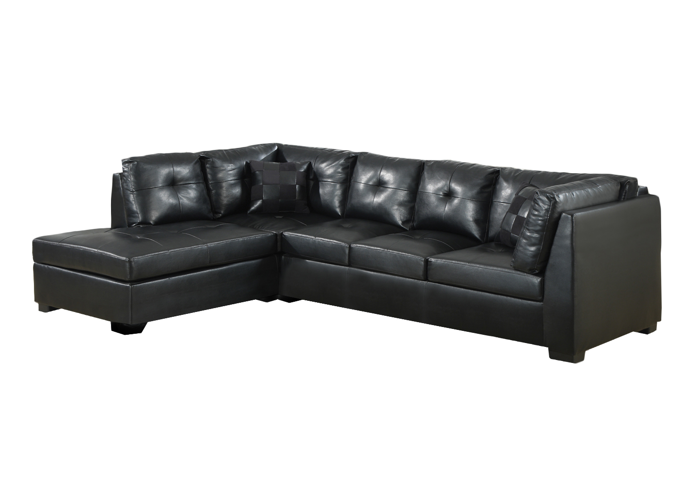 SOFA - SECTIONAL / BLACK BONDED LEATHER / MATCH