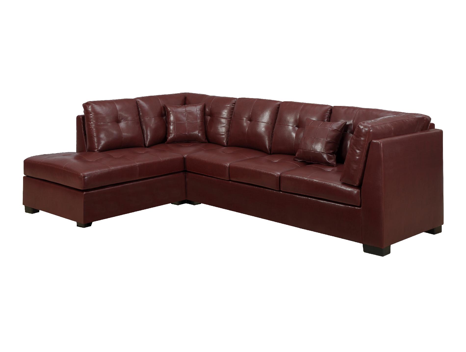 SOFA - SECTIONAL / RED BONDED LEATHER / MATCH