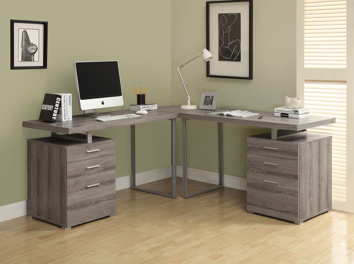 Monarch Specialties Computer Desk - Dark Taupe L Shaped Corner Desk Monarch Specialties Computer Desk - Dark Taupe L Shaped Corner Desk