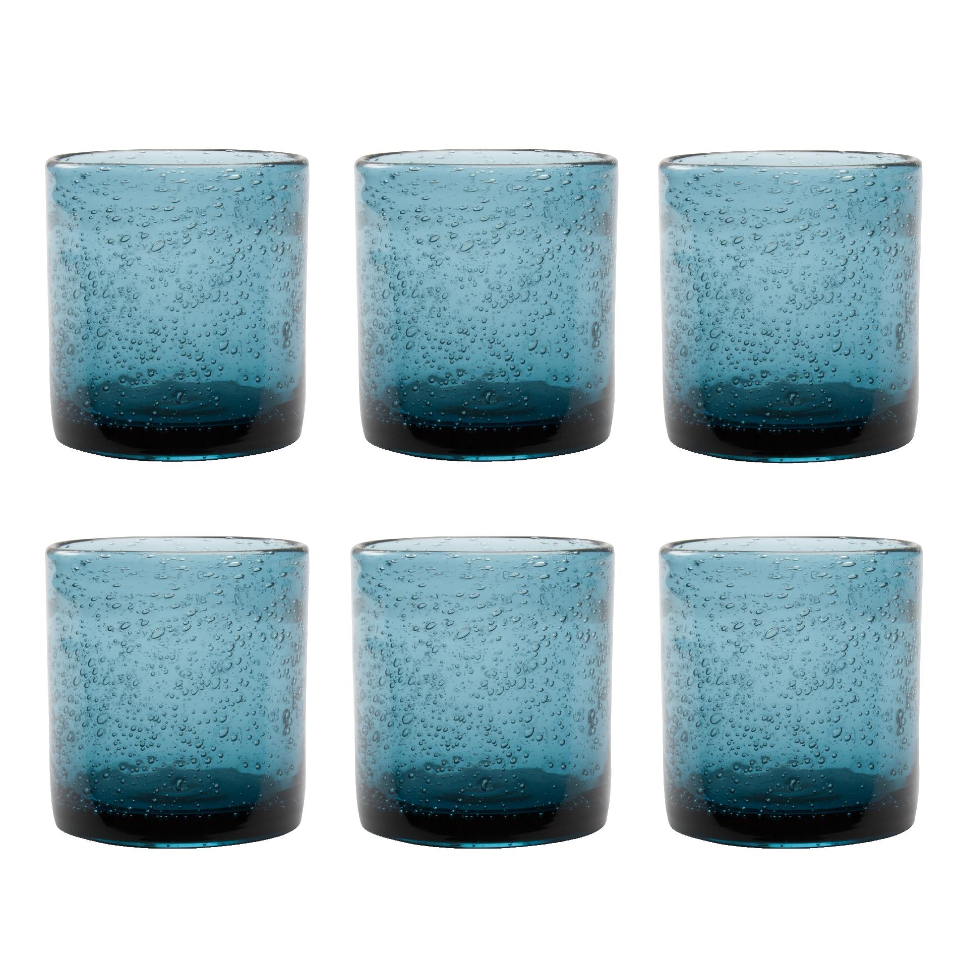 Bubble Glass Double Old Fashioned Set Of 6 - Teal