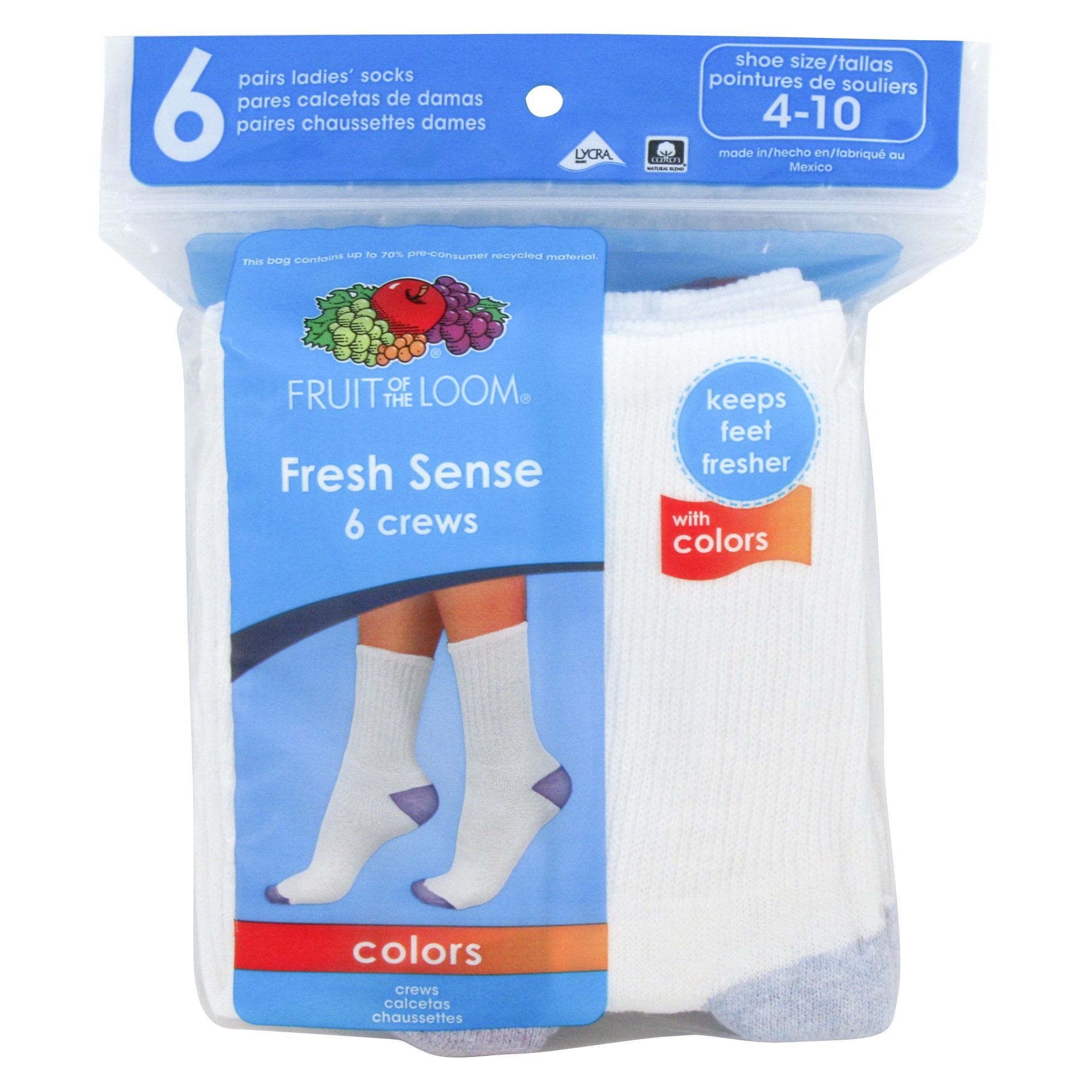 Fruit of the Loom Women's Crew Odor Socks, 911