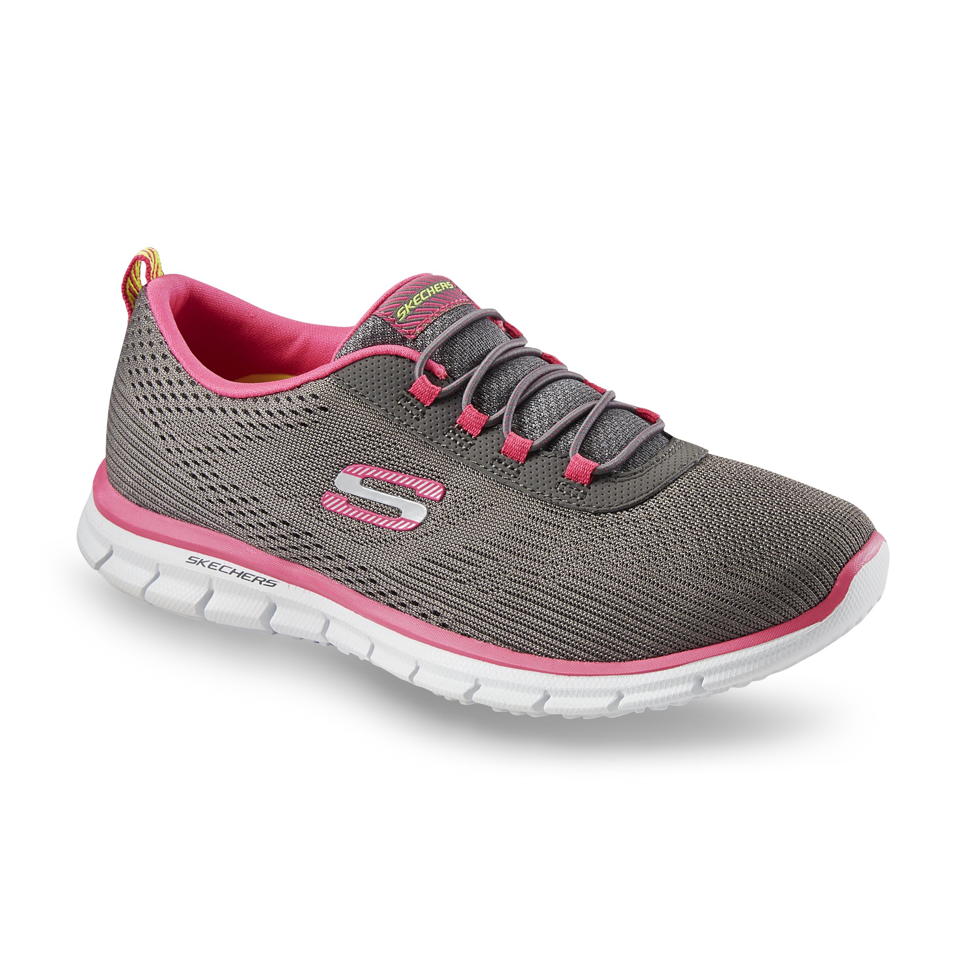 grey and pink sketchers