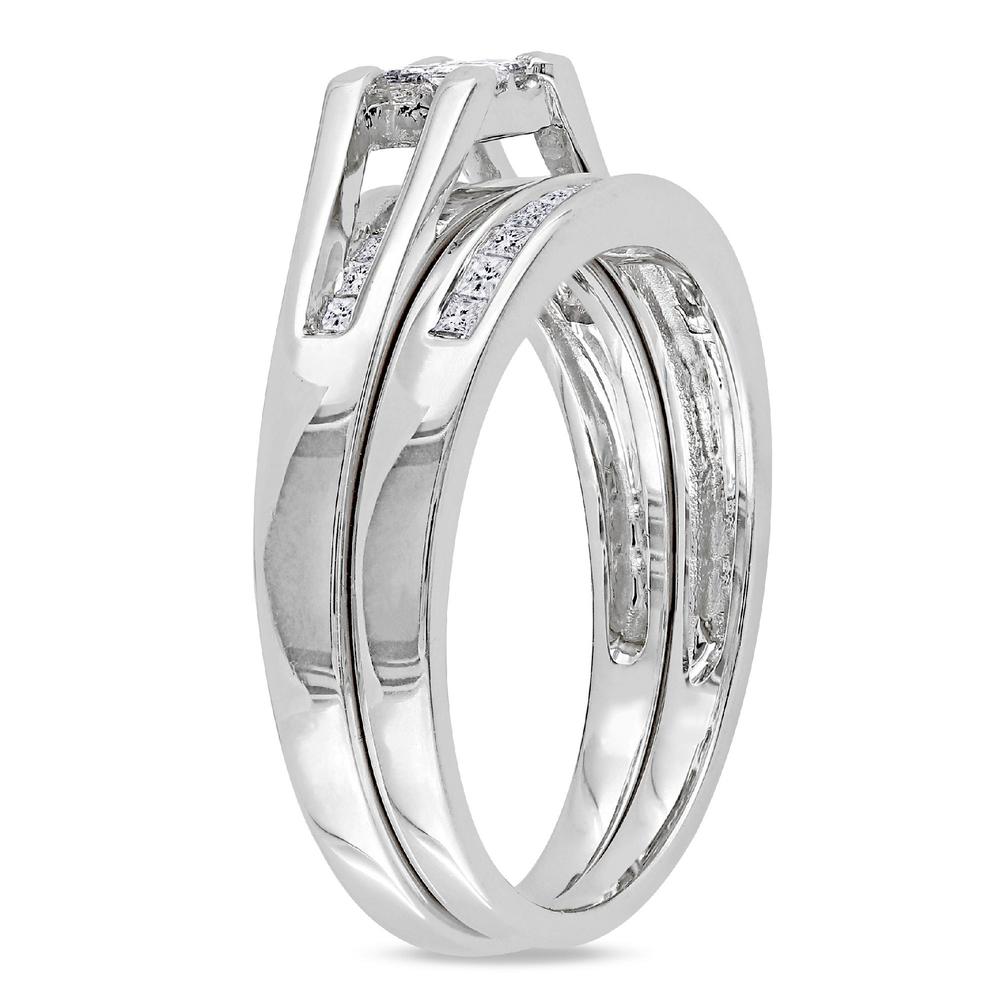 14k White Gold 0.51 CTTW Diamond Bridal Ring Set
