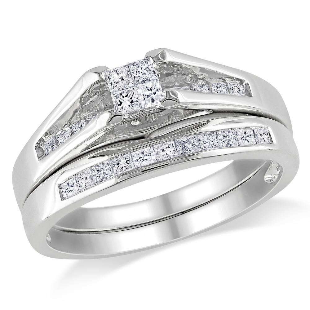 14k White Gold 0.51 CTTW Diamond Bridal Ring Set