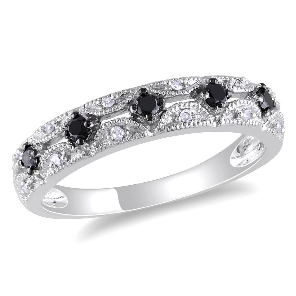 10k White Gold 0.20 CTTW Black and White Diamond Eternity Ring