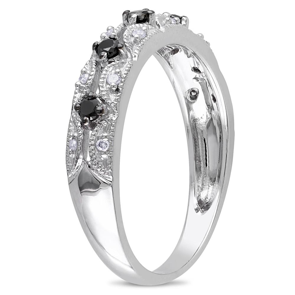 10k White Gold 0.20 CTTW Black and White Diamond Eternity Ring