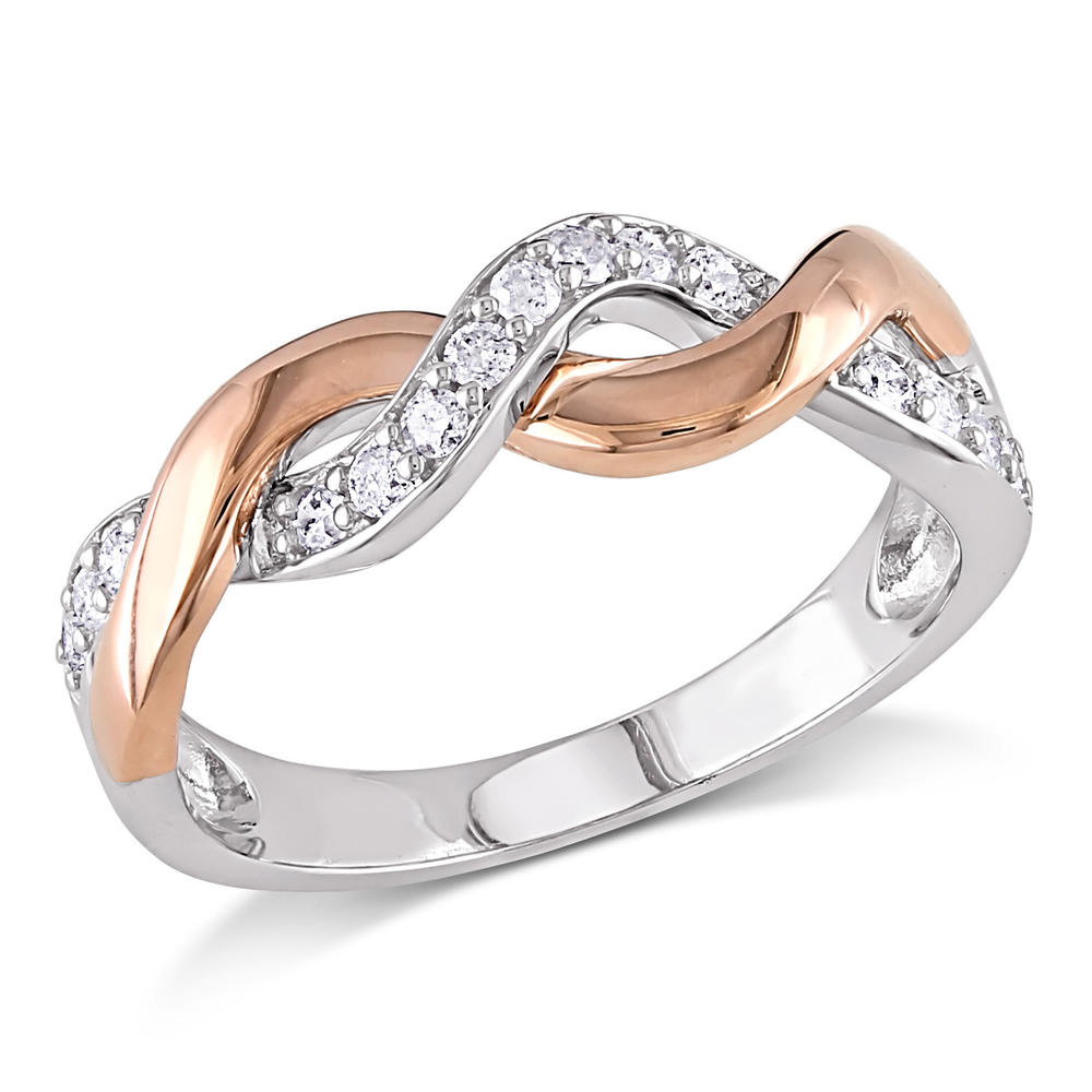 10k Two-tone Gold 0.24 CTTW Diamond Infinity Ring