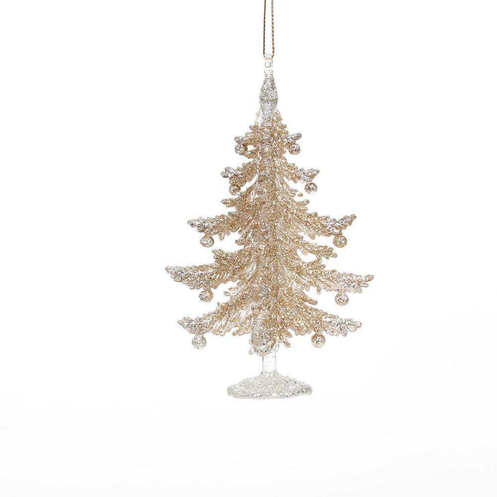 Donner & Blitzen Incorporated Glitter Christmas Tree Ornament-  Champagne