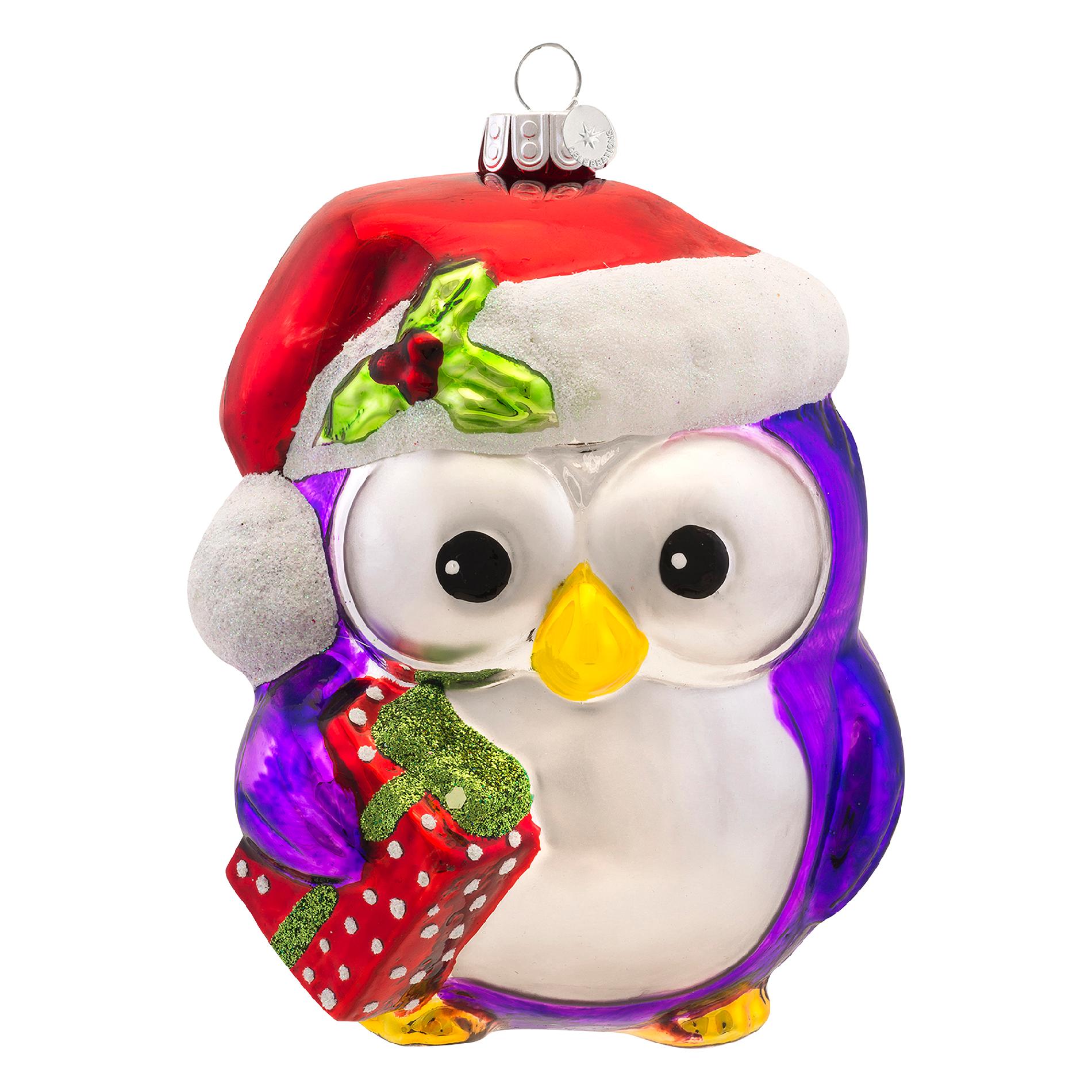Celebrations by Radko &#174;  - Rolly Poly Owl with Santa Hat, 5 in