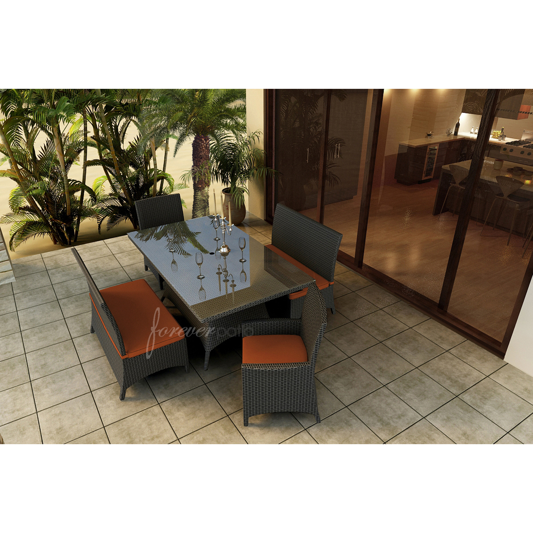 Hampton 5pc Patio Dining Set featuring Sunbrella&reg; Fabric inCanvas Rust