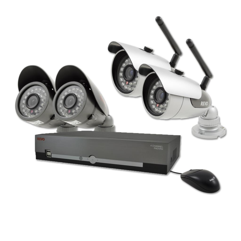 4 Ch. 500GB DVR Surveillance System with 2 Wireless Bullet Cameras and 2 Wired Bullet Cameras