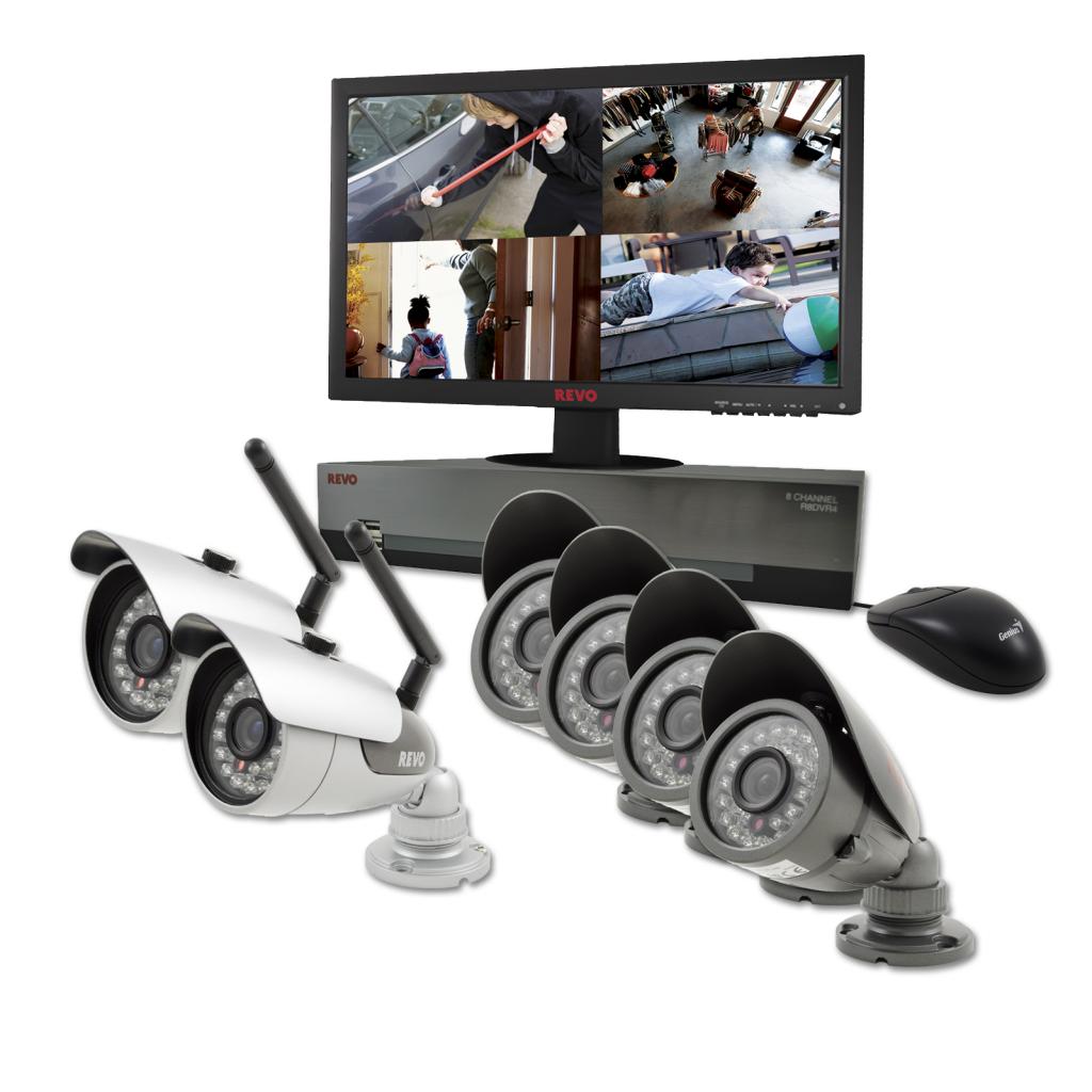 8 Ch. 1TB DVR Surveillance System with 2 Wireless Bullet Cameras, 4 Wired Bullet Cameras and 21.5" Monitor
