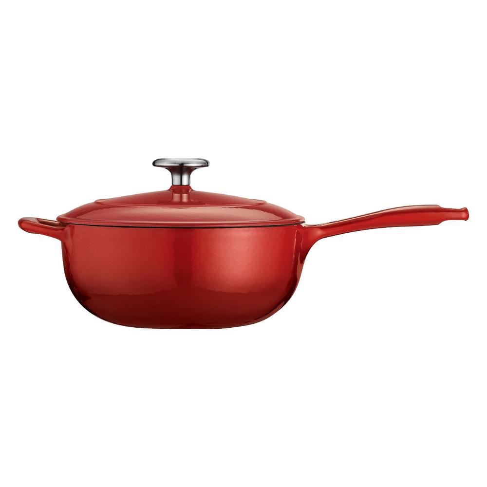 Gourmet Enameled Cast Iron 3 Qt Covered Saucier