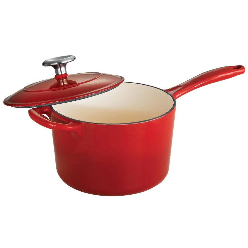 Gourmet Enameled Cast Iron 2.5 Qt Covered Sauce Pan