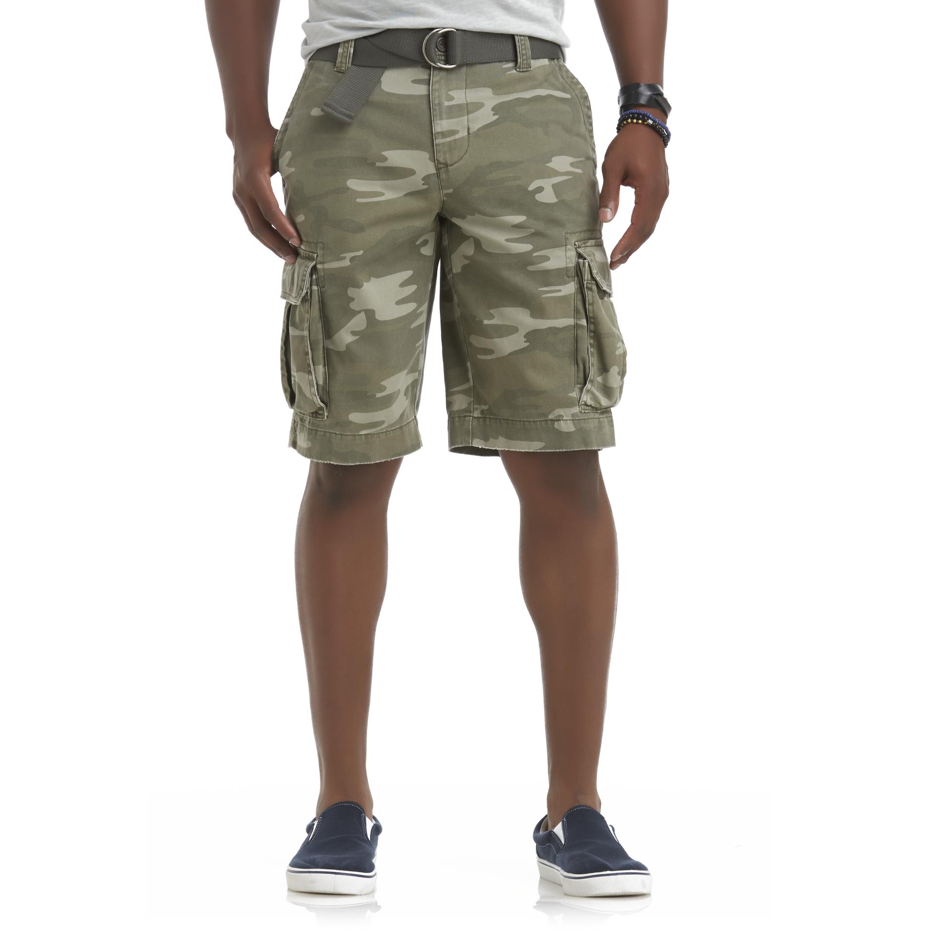 Young Men's Cargo Shorts & Belt - Camouflage
